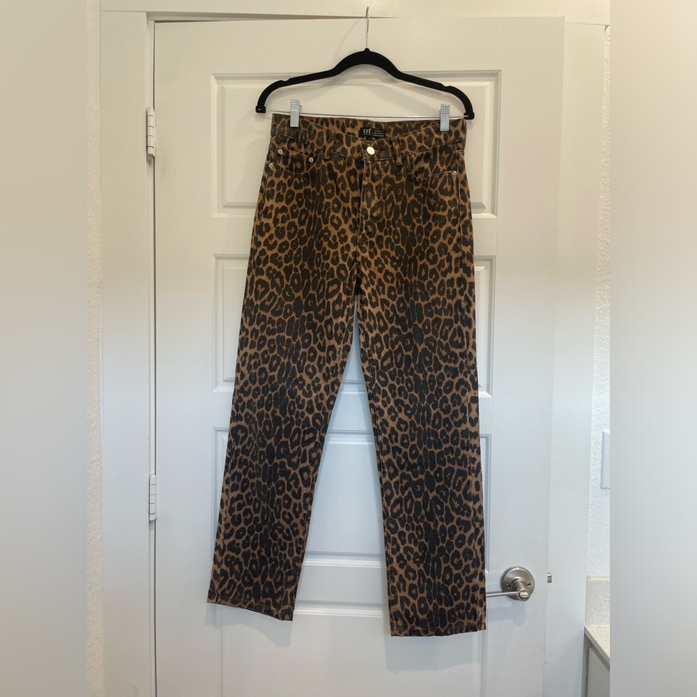 Zara TRF Cheetah Straight leg jeans